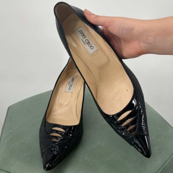 1990s Jimmy Choo Black Kitten Heels Size 41 - Picture 3 of 7